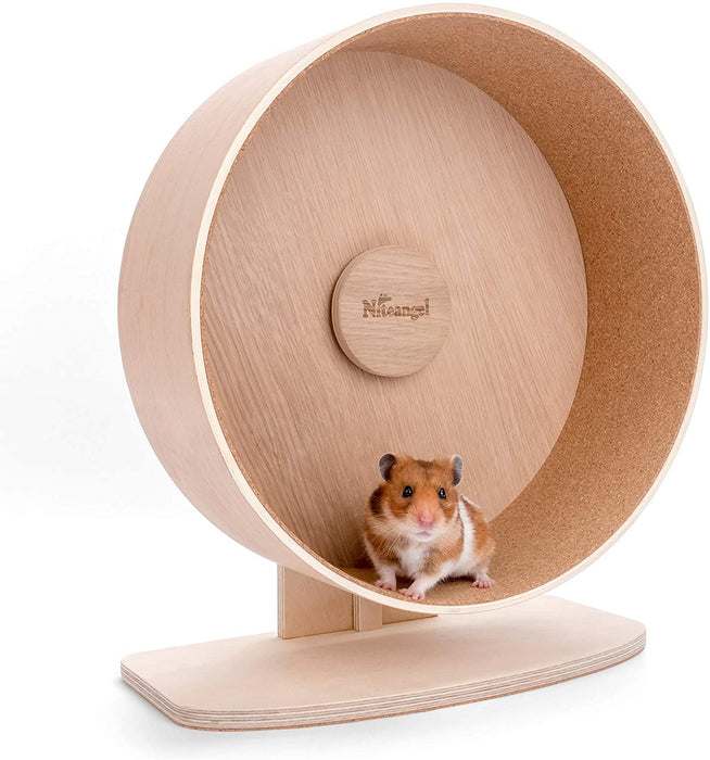 Niteangel Wooden Hamster Exercise Wheel:- Silent Hamster Running Wheel for Hamsters Gerbil Mice and Other Similar-Sized Small Pets