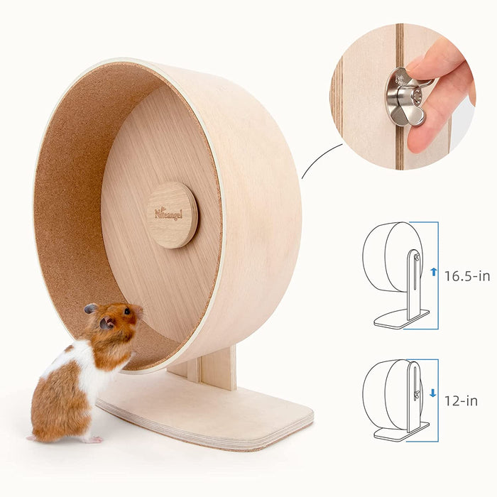 Niteangel Wooden Hamster Exercise Wheel:- Silent Hamster Running Wheel for Hamsters Gerbil Mice and Other Similar-Sized Small Pets