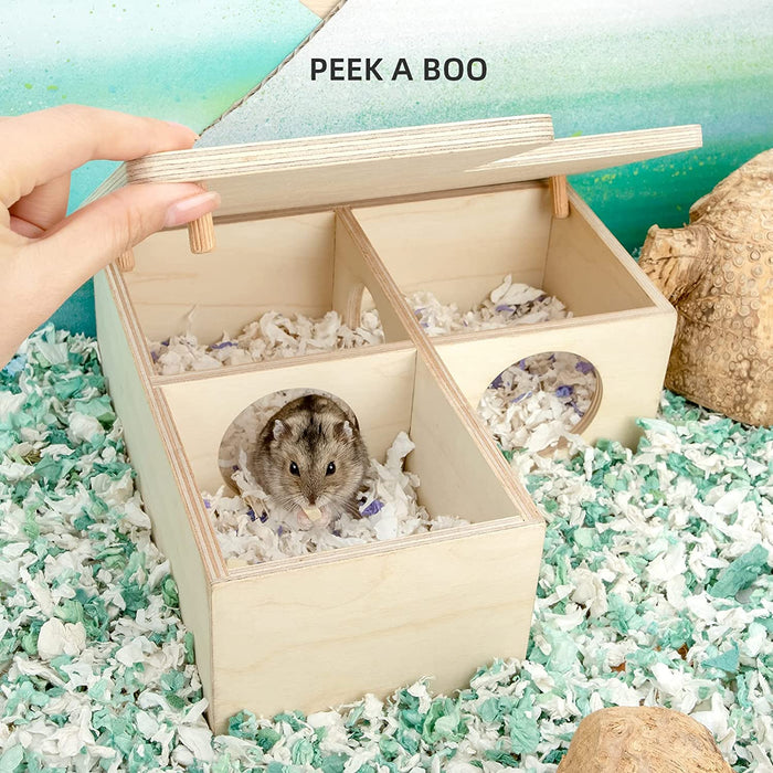 Niteangel Wooden 3-Chamber 2-Chamber Hideout for Dwarf and Syrian Hamsters