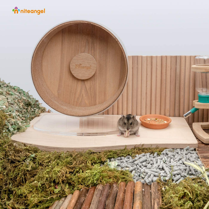 Niteangel Hamster Birch Wood Platform for Small aminals' Food Bowl Drinking Bottle and Other cage Accessories