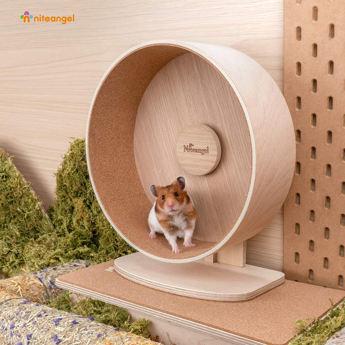 Niteangel Wooden Hamster Exercise Wheel:- Silent Hamster Running Wheel for Hamsters Gerbil Mice and Other Similar-Sized Small Pets