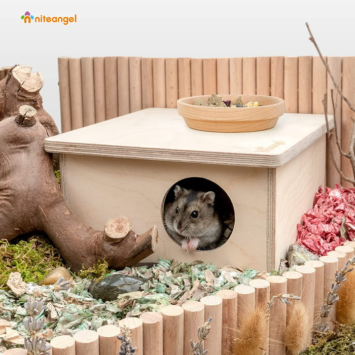 Niteangel Wooden 3-Chamber 2-Chamber Hideout for Dwarf and Syrian Hamsters