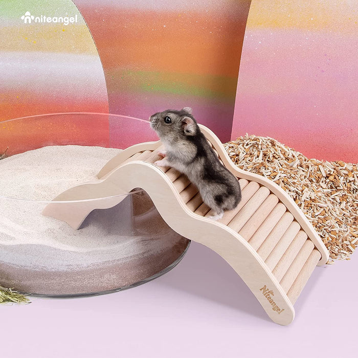 Niteangel Hamster Climbing Toy Wooden Ladder Bridge for Hamsters Gerbils Mice and Small Animals