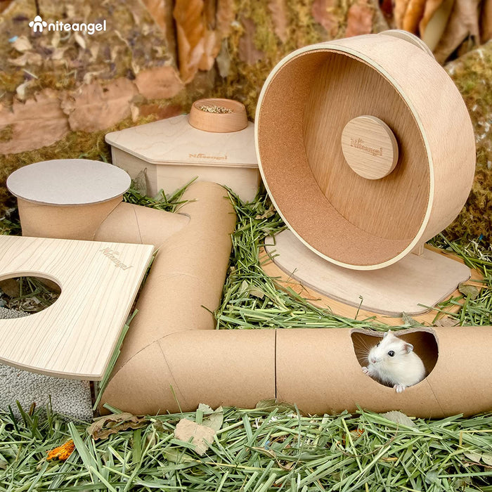 Niteangel Hamster Cardboard Paper Tunnel Set - DIY & Build Unique Tube Burrow as Hideout for Small Sized Animals Like Hamsters Mouse Gerbils Mice