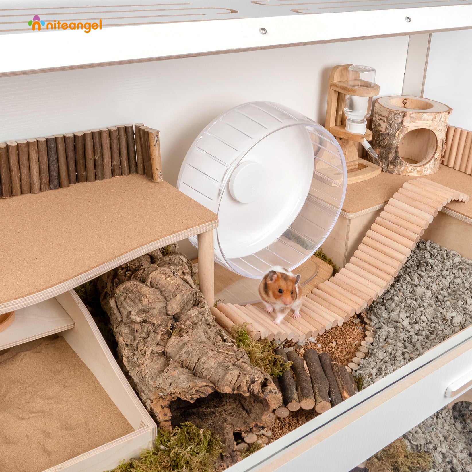 Niteangel Vista Hamster Cage W/ Oblique Opening MDF Aspen Small Anim