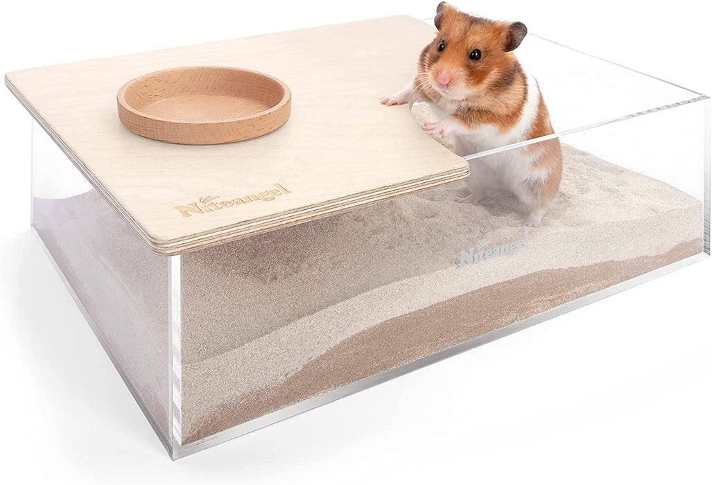 Niteangel Small Animal Sand-Bath Box - Acrylic Critter's Sand Bath Shower Room & Digging Sand Container for Hamsters Mice Lemming Gerbils or Other Small Pets