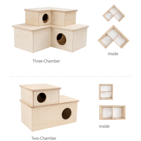 Niteangel Wooden 3-Chamber 2-Chamber Hideout for Dwarf and Syrian Hamsters